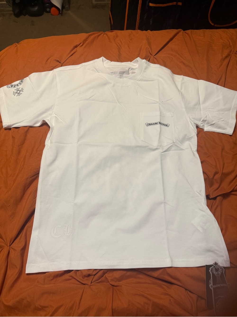 Chrome Hearts White Short Sleeve Pocket Tee with Subtle Logo